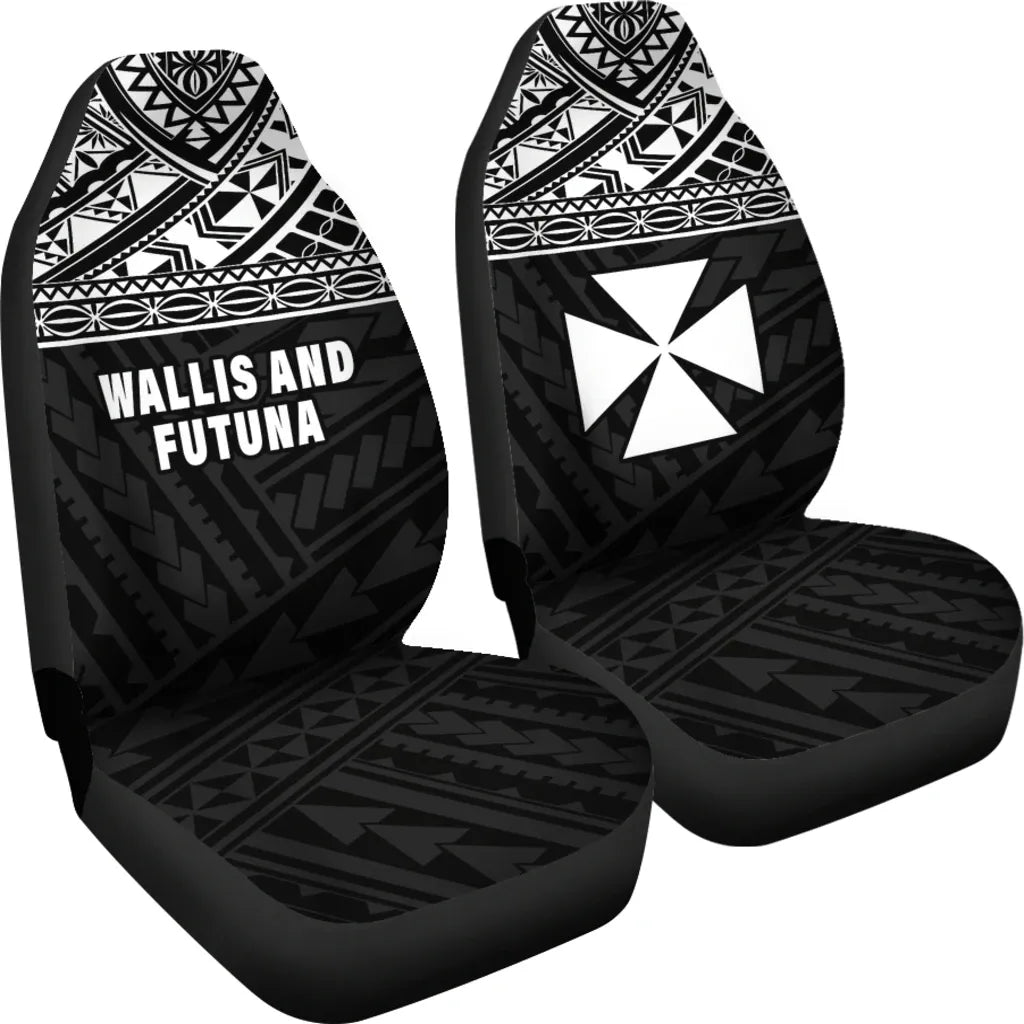 Wallis And Futuna Car Seat Covers - Wallis And Futuna White Coat Of Arms Polynesian Tattoo