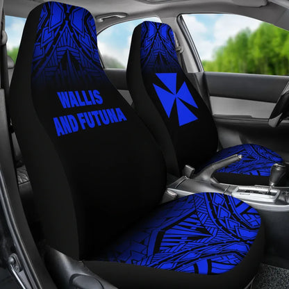 Wallis And Futuna Car Seat Covers - Wallis And Futuna Coat Of Arms Polynesian Tattoo Fog Blue