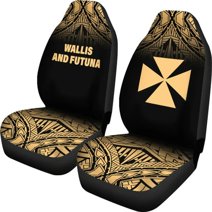 Wallis And Futuna Car Seat Covers - Wallis And Futuna Coat Of Arms Polynesian Tattoo Fog Gold