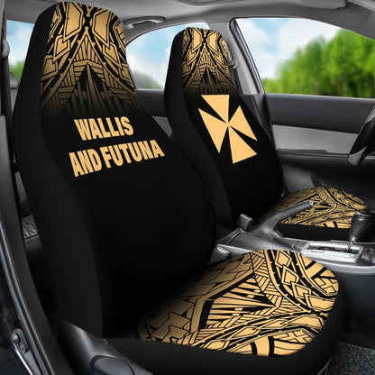 Wallis And Futuna Car Seat Covers - Wallis And Futuna Coat Of Arms Polynesian Tattoo Fog Gold