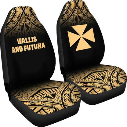 Wallis And Futuna Car Seat Covers - Wallis And Futuna Coat Of Arms Polynesian Tattoo Fog Gold