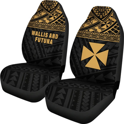 Wallis And Futuna Car Seat Covers - Wallis And Futuna Gold Coat Of Arms Polynesian Tattoo