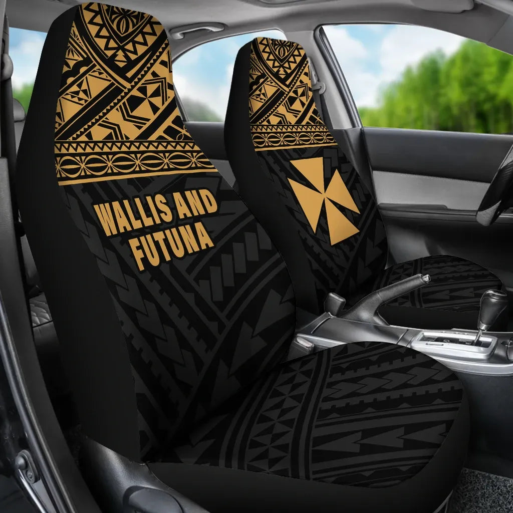 Wallis And Futuna Car Seat Covers - Wallis And Futuna Gold Coat Of Arms Polynesian Tattoo