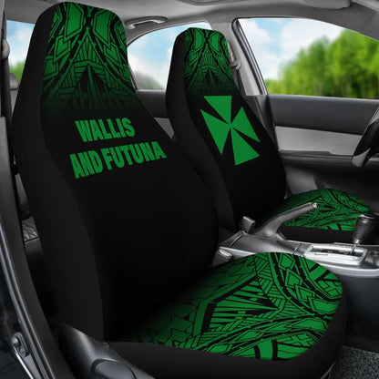 Wallis And Futuna Car Seat Covers - Wallis And Futuna Coat Of Arms Polynesian Tattoo Fog Green