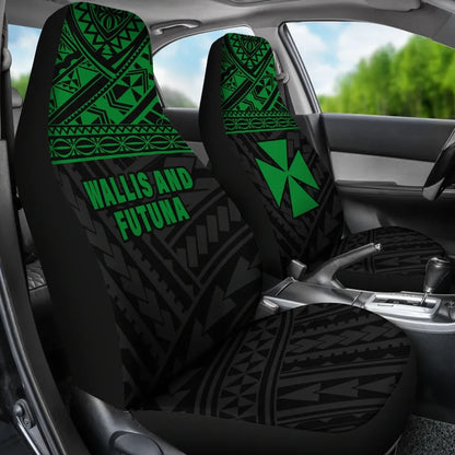 Wallis And Futuna Car Seat Covers - Wallis And Futuna Green Coat Of Arms Polynesian Tattoo