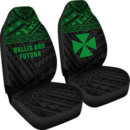 Wallis And Futuna Car Seat Covers - Wallis And Futuna Green Coat Of Arms Polynesian Tattoo