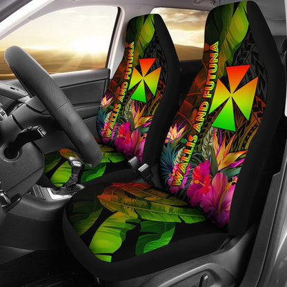 Wallis and Futuna Polynesian Car Seat Covers - Hibiscus and Banana Leaves