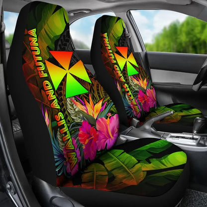 Wallis and Futuna Polynesian Car Seat Covers - Hibiscus and Banana Leaves