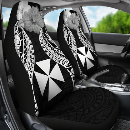 Wallis And Futuna Polynesian Car Seat Covers Pride Seal And Hibiscus Black
