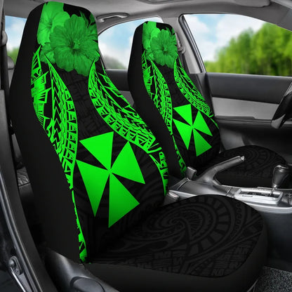 Wallis And Futuna Polynesian Car Seat Covers Pride Seal And Hibiscus Green