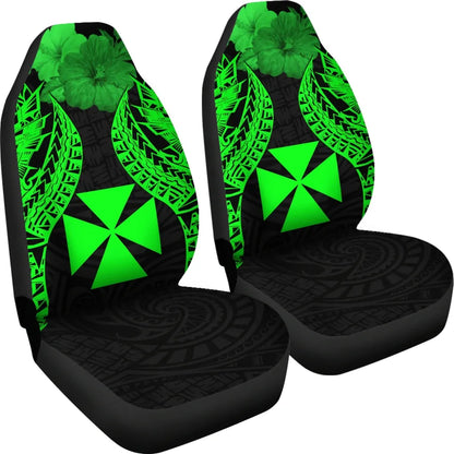 Wallis And Futuna Polynesian Car Seat Covers Pride Seal And Hibiscus Green