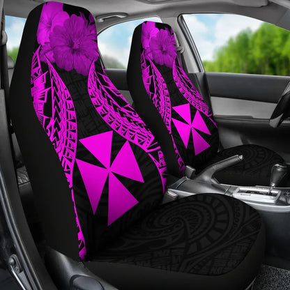 Wallis And Futuna Polynesian Car Seat Covers Pride Seal And Hibiscus Pink
