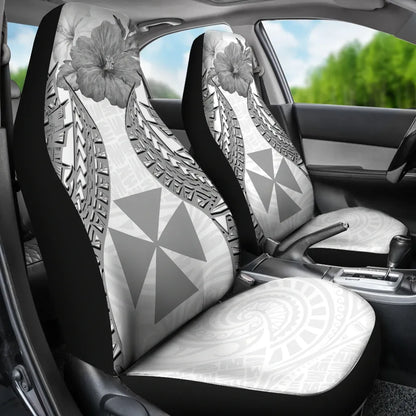 Wallis And Futuna Polynesian Car Seat Covers Pride Seal And Hibiscus White
