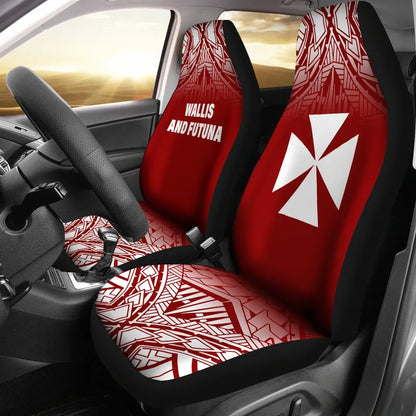 Wallis And Futuna Car Seat Covers - Wallis And Futuna Coat Of Arms Polynesian Tattoo Fog Red