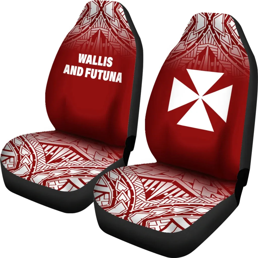 Wallis And Futuna Car Seat Covers - Wallis And Futuna Coat Of Arms Polynesian Tattoo Fog Red