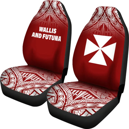 Wallis And Futuna Car Seat Covers - Wallis And Futuna Coat Of Arms Polynesian Tattoo Fog Red