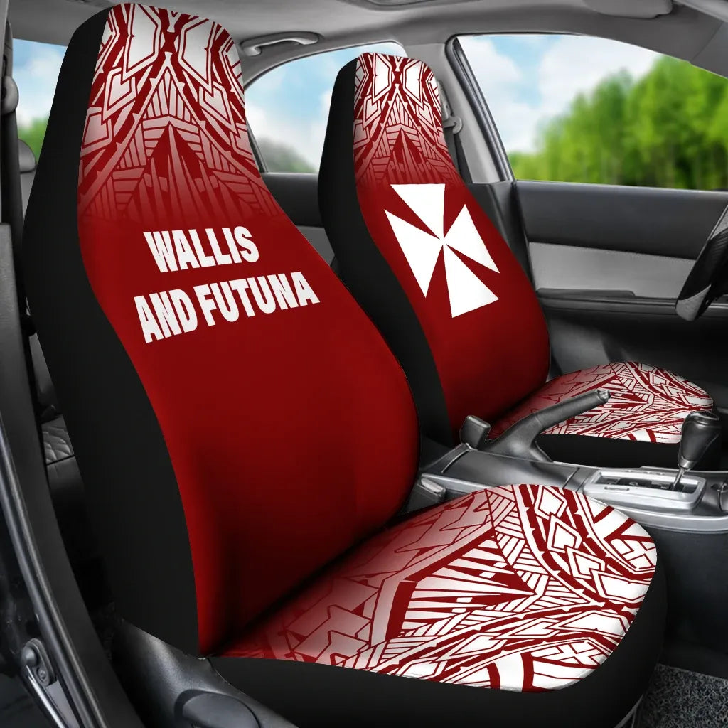 Wallis And Futuna Car Seat Covers - Wallis And Futuna Coat Of Arms Polynesian Tattoo Fog Red