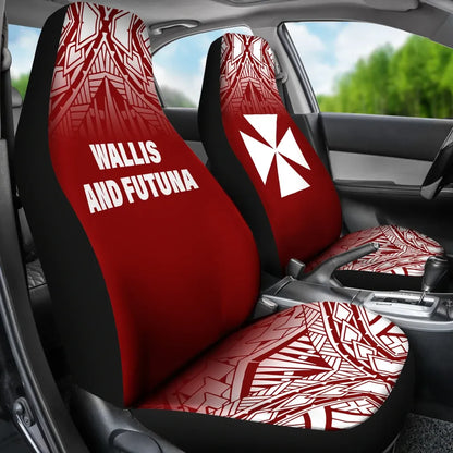 Wallis And Futuna Car Seat Covers - Wallis And Futuna Coat Of Arms Polynesian Tattoo Fog Red