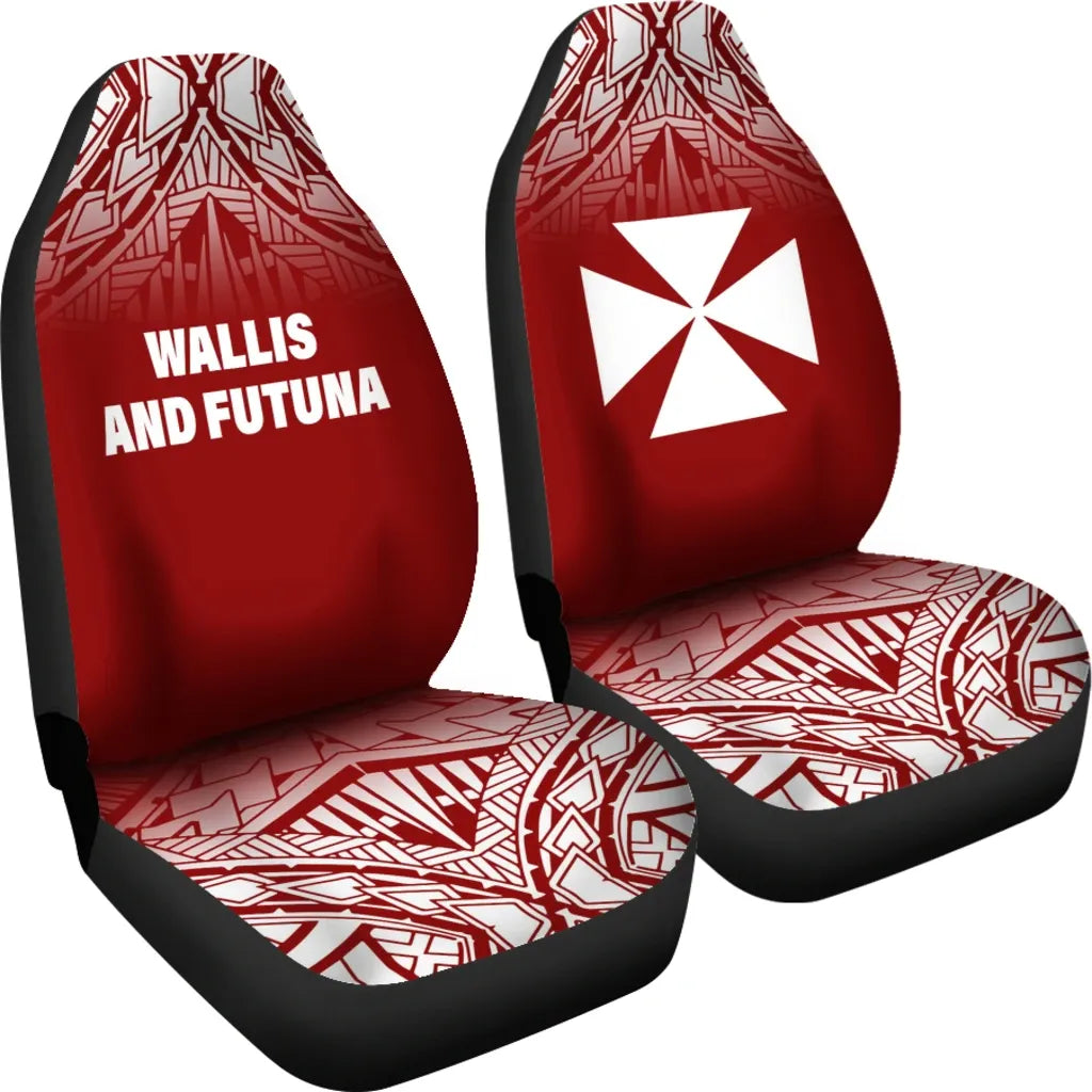 Wallis And Futuna Car Seat Covers - Wallis And Futuna Coat Of Arms Polynesian Tattoo Fog Red