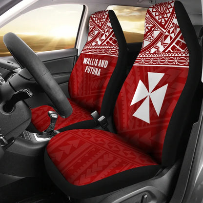 Wallis And Futuna Car Seat Covers - Wallis And Futuna Coat Of Arms Polynesian Tattoo Red