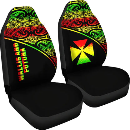 Wallis And Futuna Car Seat Covers - Wallis And Futuna Coat Of Arms Polynesian Tattoo Reggae Curve