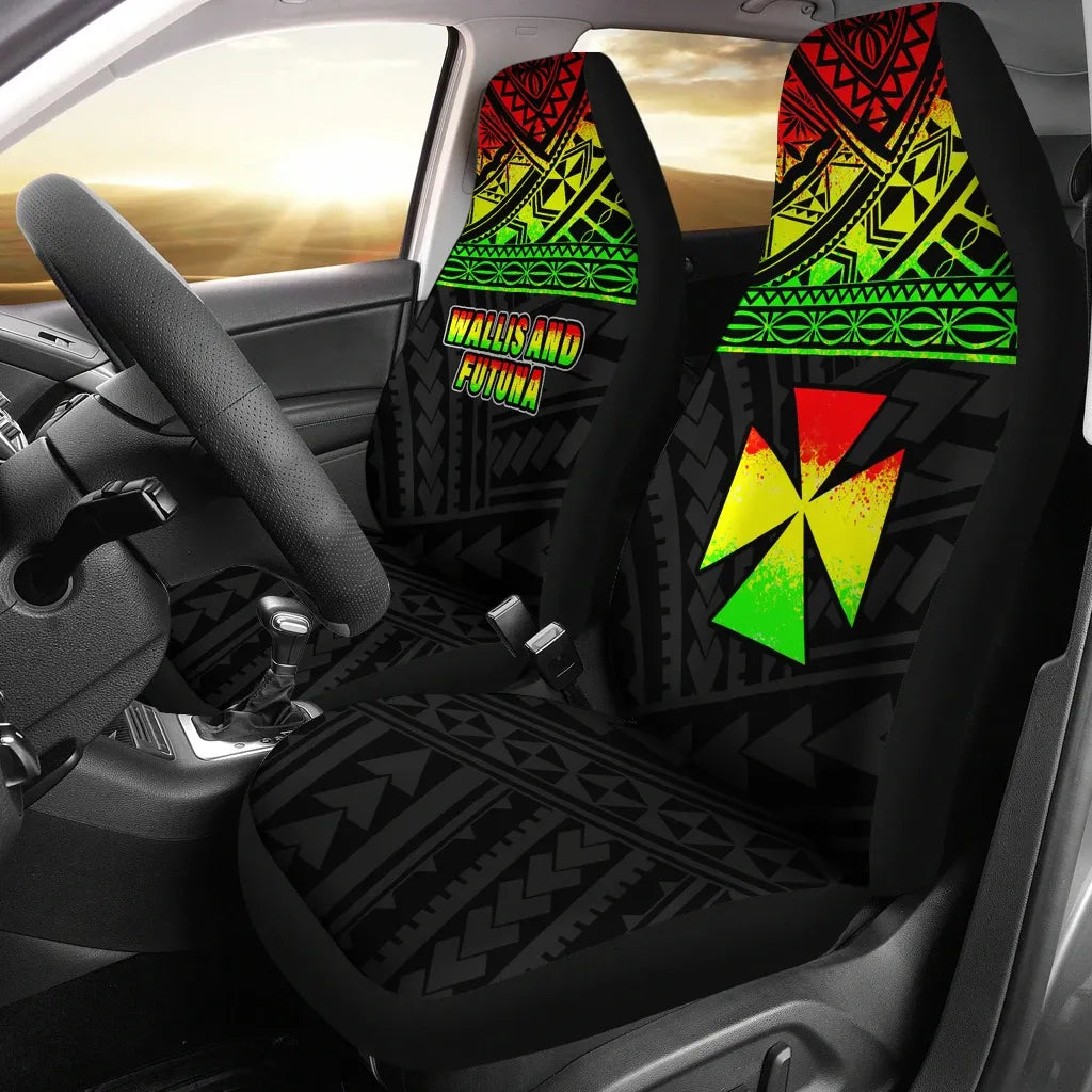 Wallis And Futuna Car Seat Covers - Wallis And Futuna Reggae Coat Of Arms Polynesian Tattoo