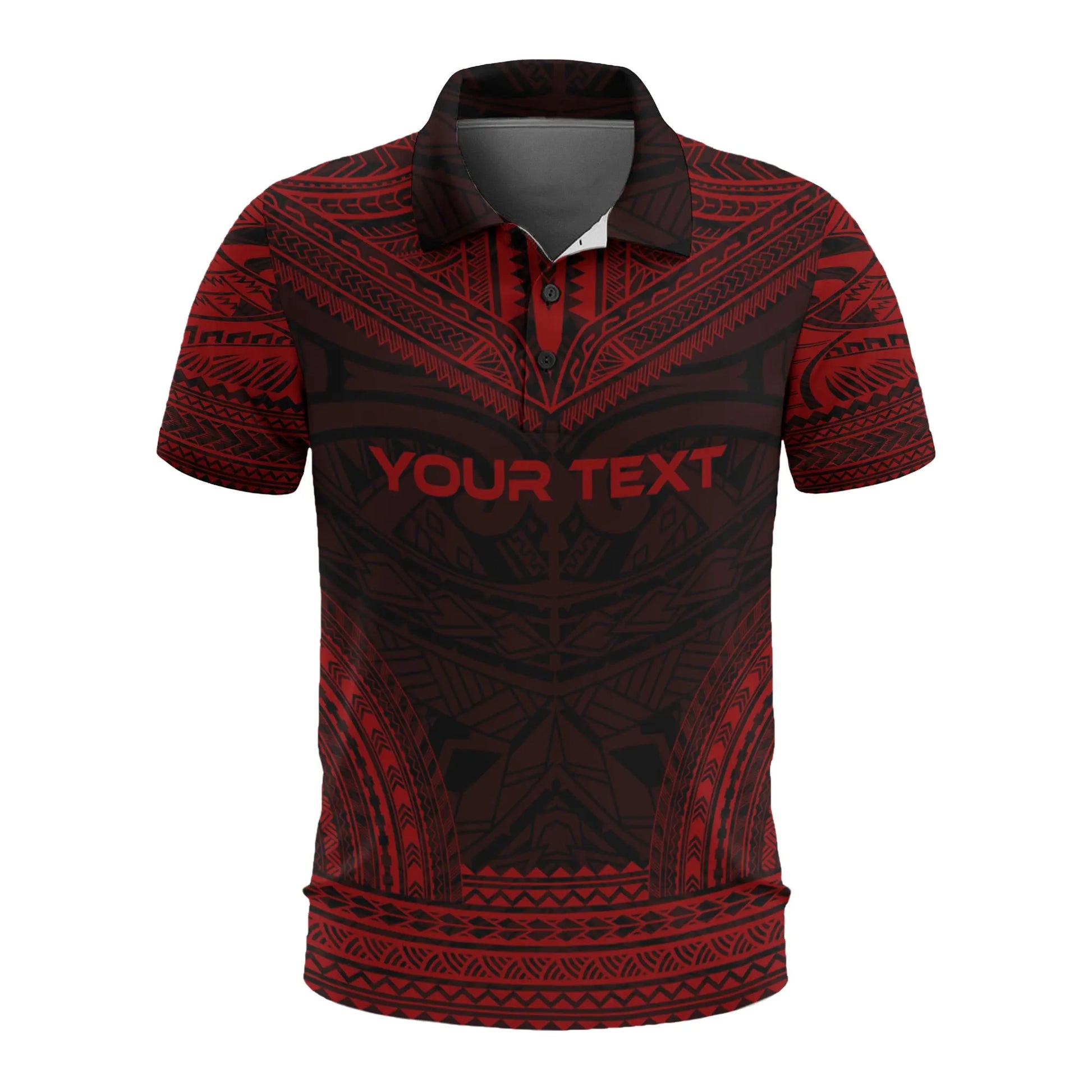 Wallis And Futuna Custom Personalised Polo Shirt - Wallis And Futuna Coat Of Arms Polynesian Chief Tattoo Red Version