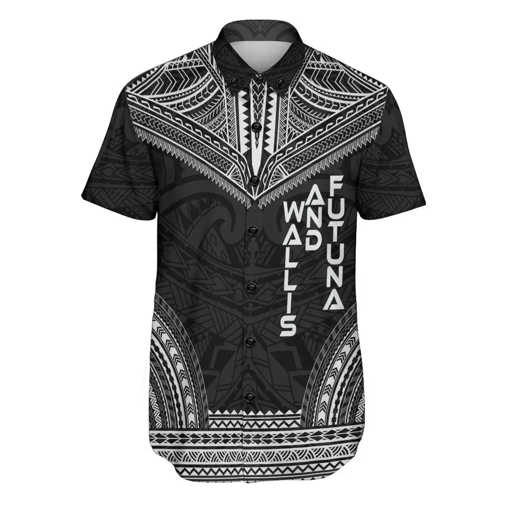 Wallis and Futuna Polynesian Chief Short Sleeve Shirt - Black Version