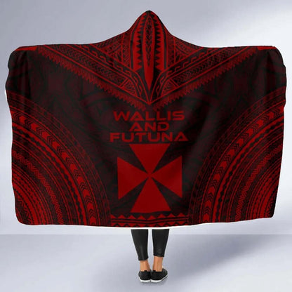 Wallis And Futuna Polynesian Chief Hooded Blanket - Red Version