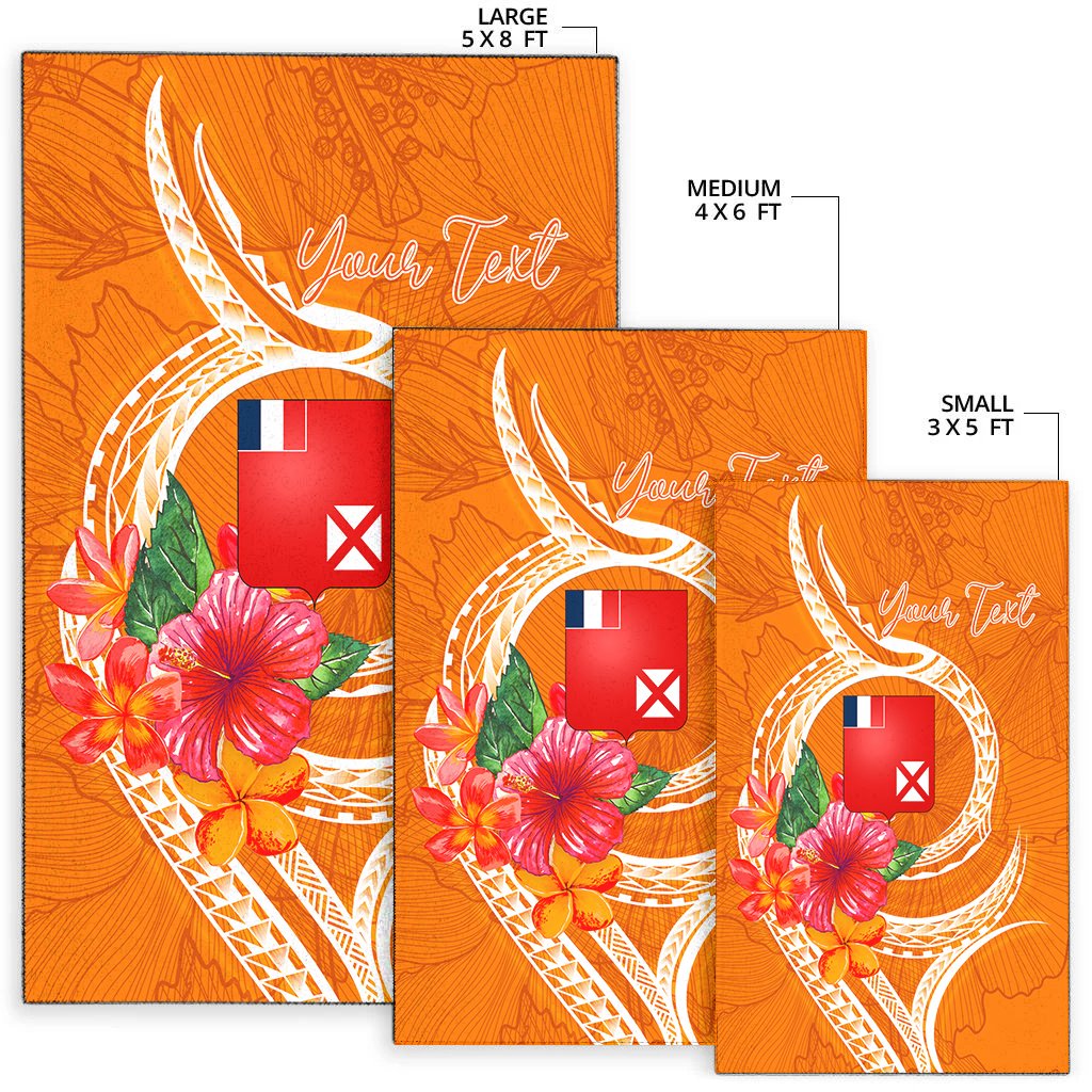 Wallis And Futuna Polynesian Custom Personalised Area Rug - Orange Floral With Seal