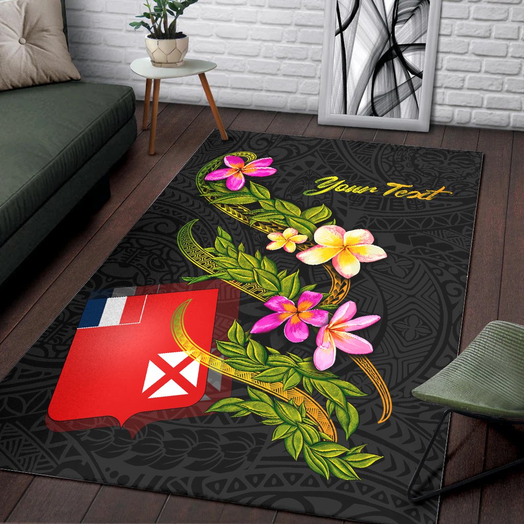 Wallis and Futuna Polynesian Custom Personalised Area Rug - Plumeria Tribal