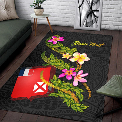 Wallis and Futuna Polynesian Custom Personalised Area Rug - Plumeria Tribal