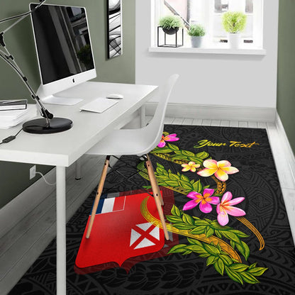 Wallis and Futuna Polynesian Custom Personalised Area Rug - Plumeria Tribal