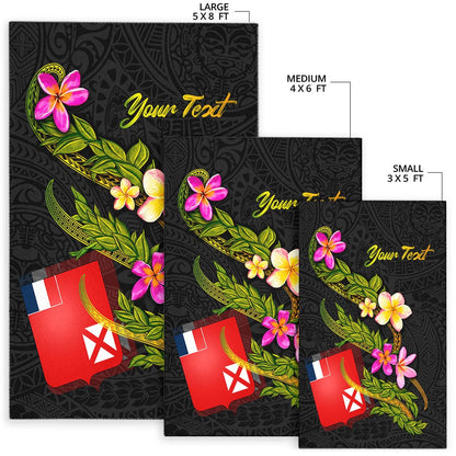 Wallis and Futuna Polynesian Custom Personalised Area Rug - Plumeria Tribal