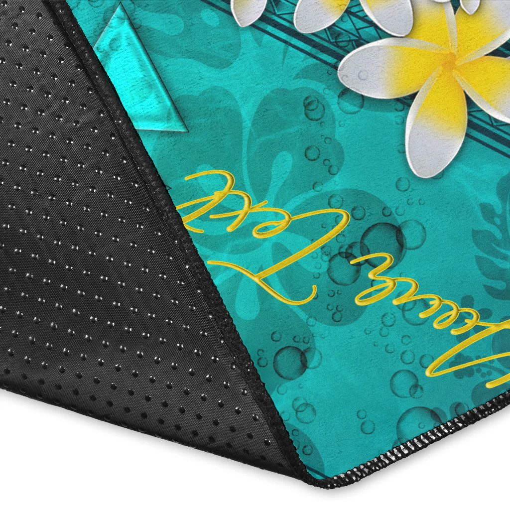 Wallis And Futuna Polynesian Custom Personalised Area Rug - Plumeria With Blue Ocean