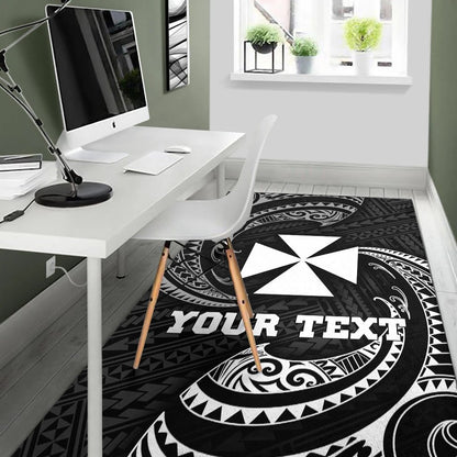Wallis And Futuna Polynesian Custom Personalised Area Rug - White Tribal Wave