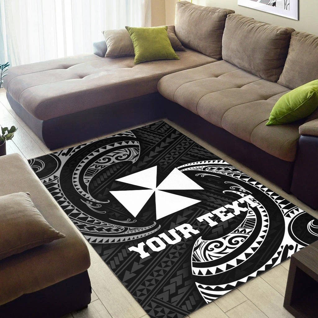 Wallis And Futuna Polynesian Custom Personalised Area Rug - White Tribal Wave