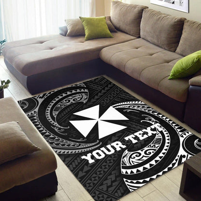 Wallis And Futuna Polynesian Custom Personalised Area Rug - White Tribal Wave