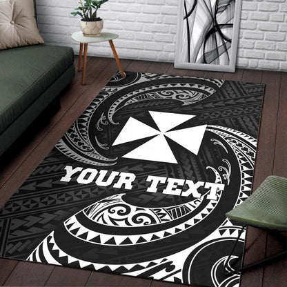 Wallis And Futuna Polynesian Custom Personalised Area Rug - White Tribal Wave