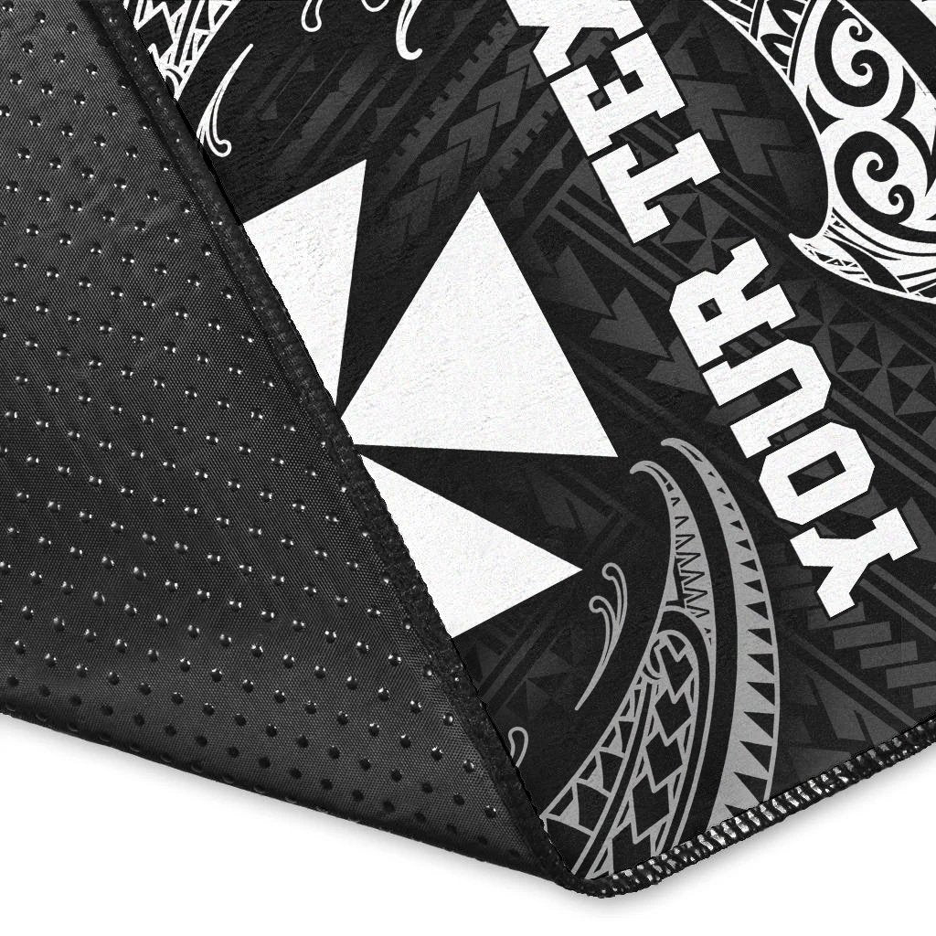 Wallis And Futuna Polynesian Custom Personalised Area Rug - White Tribal Wave