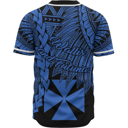 Wallis and Futuna Polynesian Custom Personalised Baseball Shirt - Tribal Wave Tattoo Blue