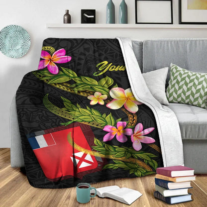 Wallis and Futuna Polynesian Custom Personalised Blanket - Plumeria Tribal