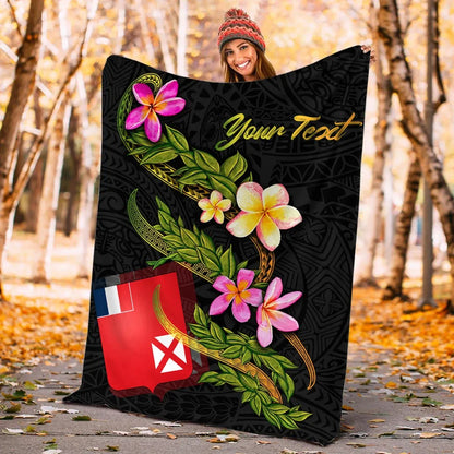 Wallis and Futuna Polynesian Custom Personalised Blanket - Plumeria Tribal