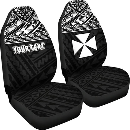 Wallis and Futuna Polynesian Custom Personalised Car Seat Covers - Wallis and Futuna White Coat Of Arms Polynesian Tattoo