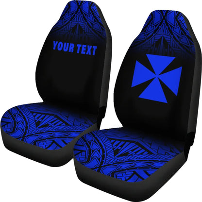 Wallis and Futuna Custom Personalised Car Seat Covers - Wallis and Futuna Coat Of Arms Polynesian Tattoo Fog Blue