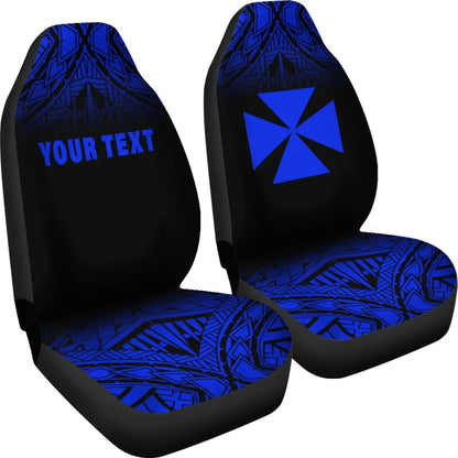 Wallis and Futuna Custom Personalised Car Seat Covers - Wallis and Futuna Coat Of Arms Polynesian Tattoo Fog Blue