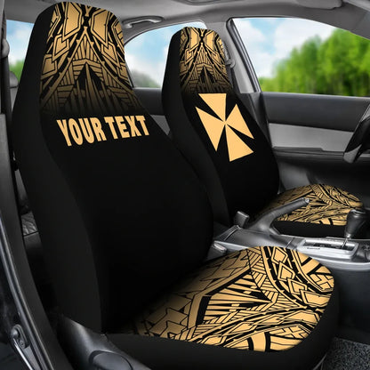 Wallis and Futuna Custom Personalised Car Seat Covers - Wallis and Futuna Coat Of Arms Polynesian Tattoo Fog Gold