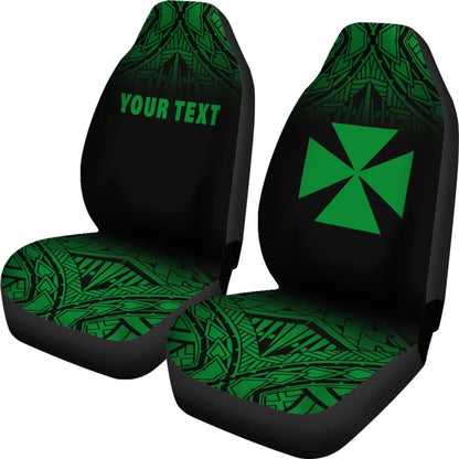 Wallis and Futuna Custom Personalised Car Seat Covers - Wallis and Futuna Coat Of Arms Polynesian Tattoo Fog Green