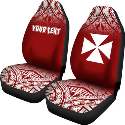 Wallis and Futuna Custom Personalised Car Seat Covers - Wallis and Futuna Coat Of Arms Polynesian Tattoo Fog Red