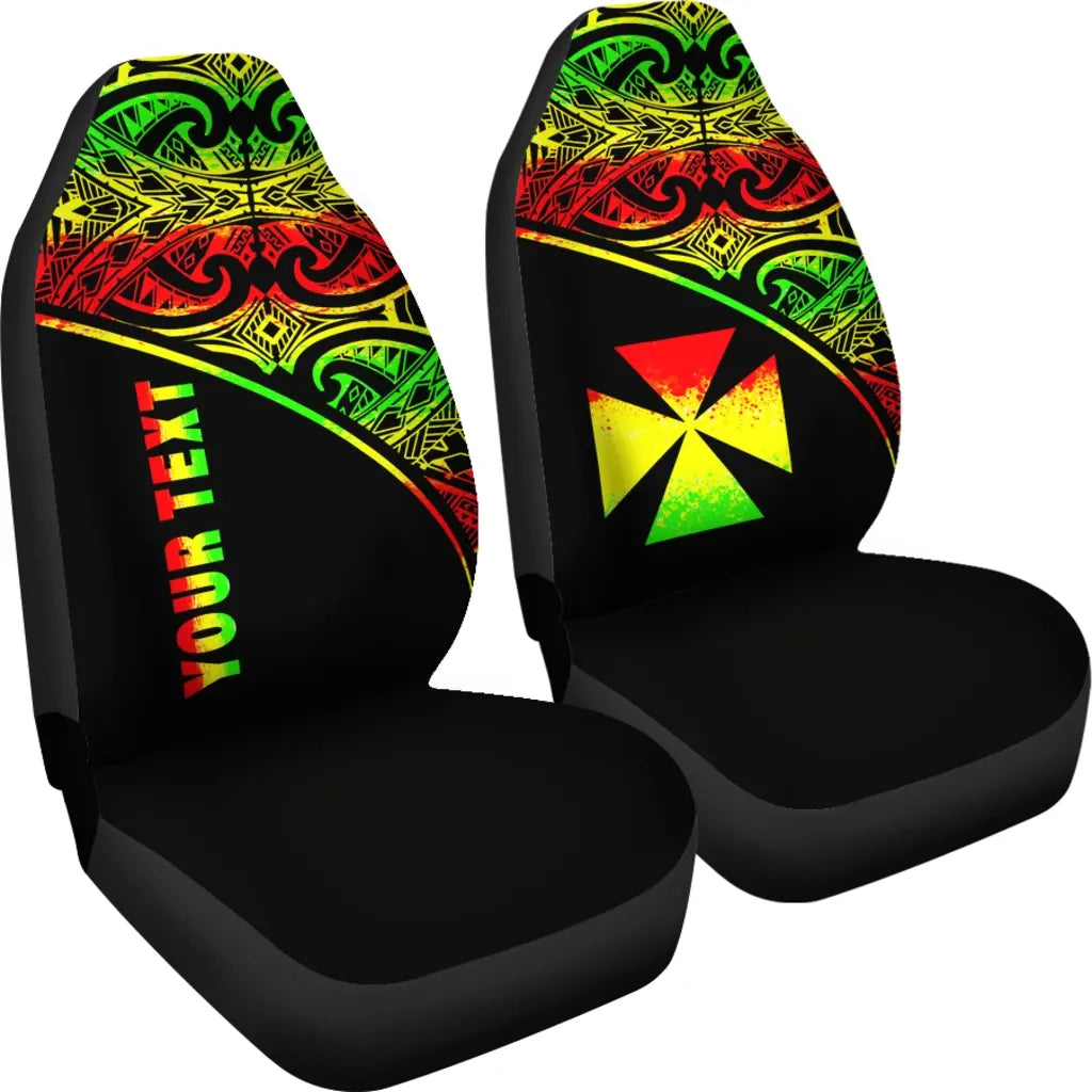 Wallis and Futuna Custom Personalised Car Seat Covers - Wallis and Futuna Coat Of Arms Polynesian Reggae Curve